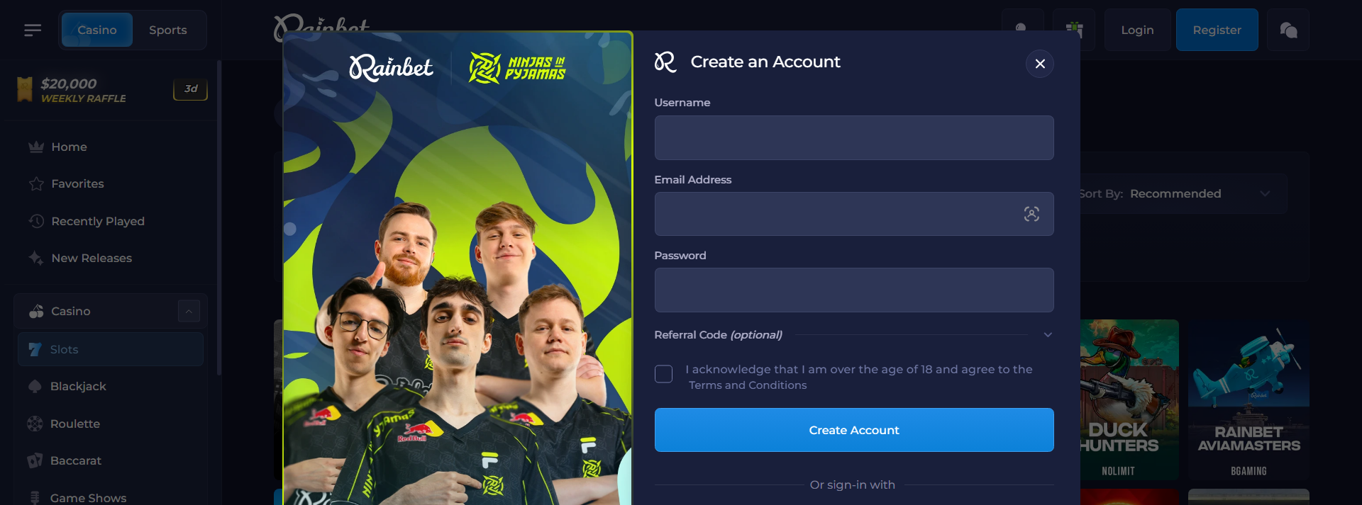 Rainbet Registration Process